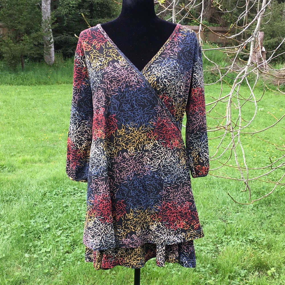 Multicolor Floral Wrap Dress